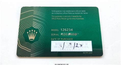 rolex new warranty card